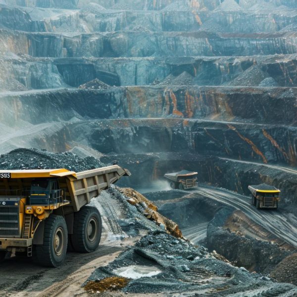 Open Pit Mine with Large Mining Trucks Open Pit Mine with Large Mining Trucks